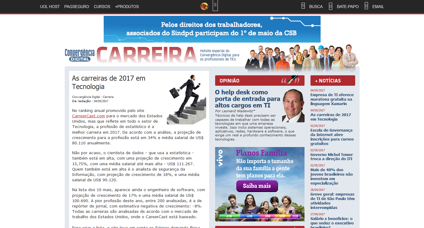 Melhores carreiras de 2017 Melhores carreiras de 2017