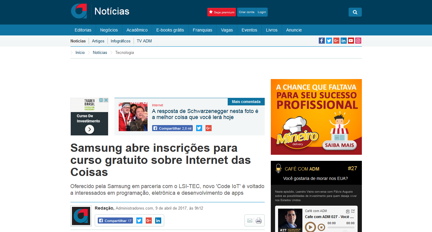 Samsung oferece capacitação em Internet das Coisas Samsung oferece capacitação em Internet das Coisas