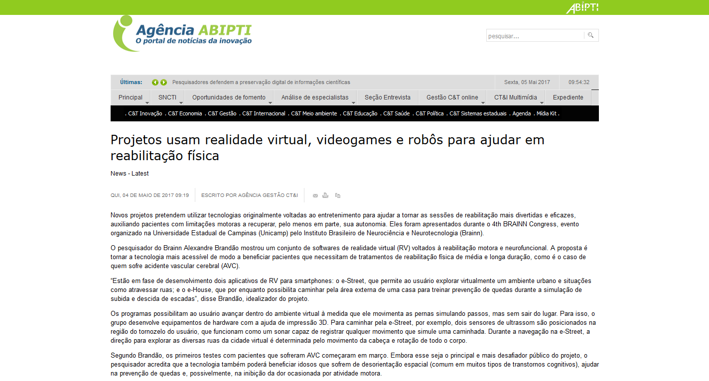Realidade Virtual na Reabilitação física Realidade Virtual na Reabilitação física