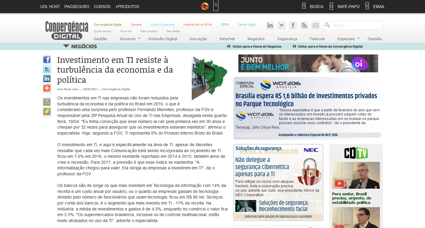 Investimento em TI Investimento em TI