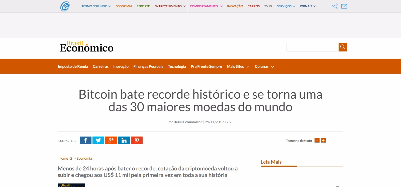 Bitcoin bate novo recorde e está entre as maiores moedas do mundo - TIRIO