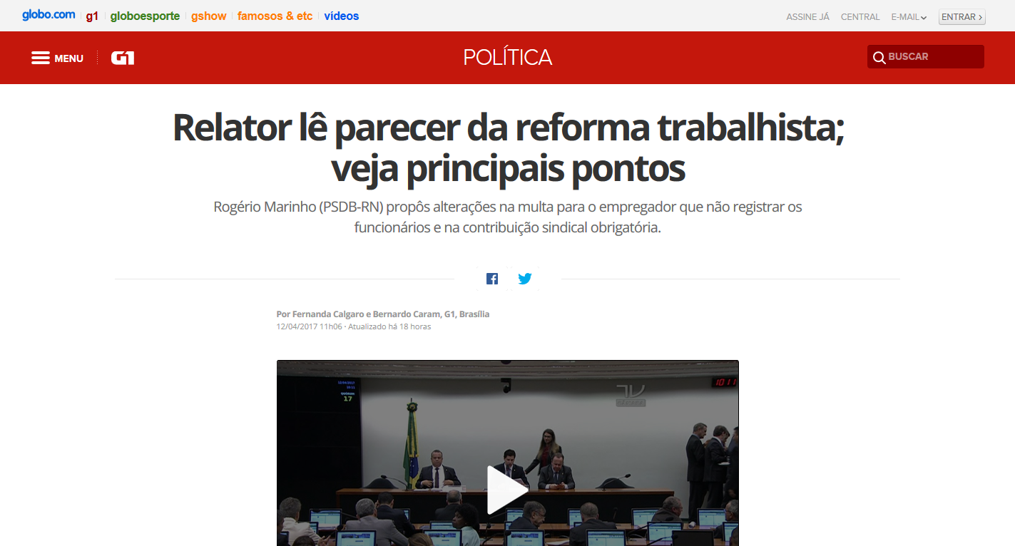 Relator apresenta parecer sobre reforma trabalhista Relator apresenta parecer sobre reforma trabalhista