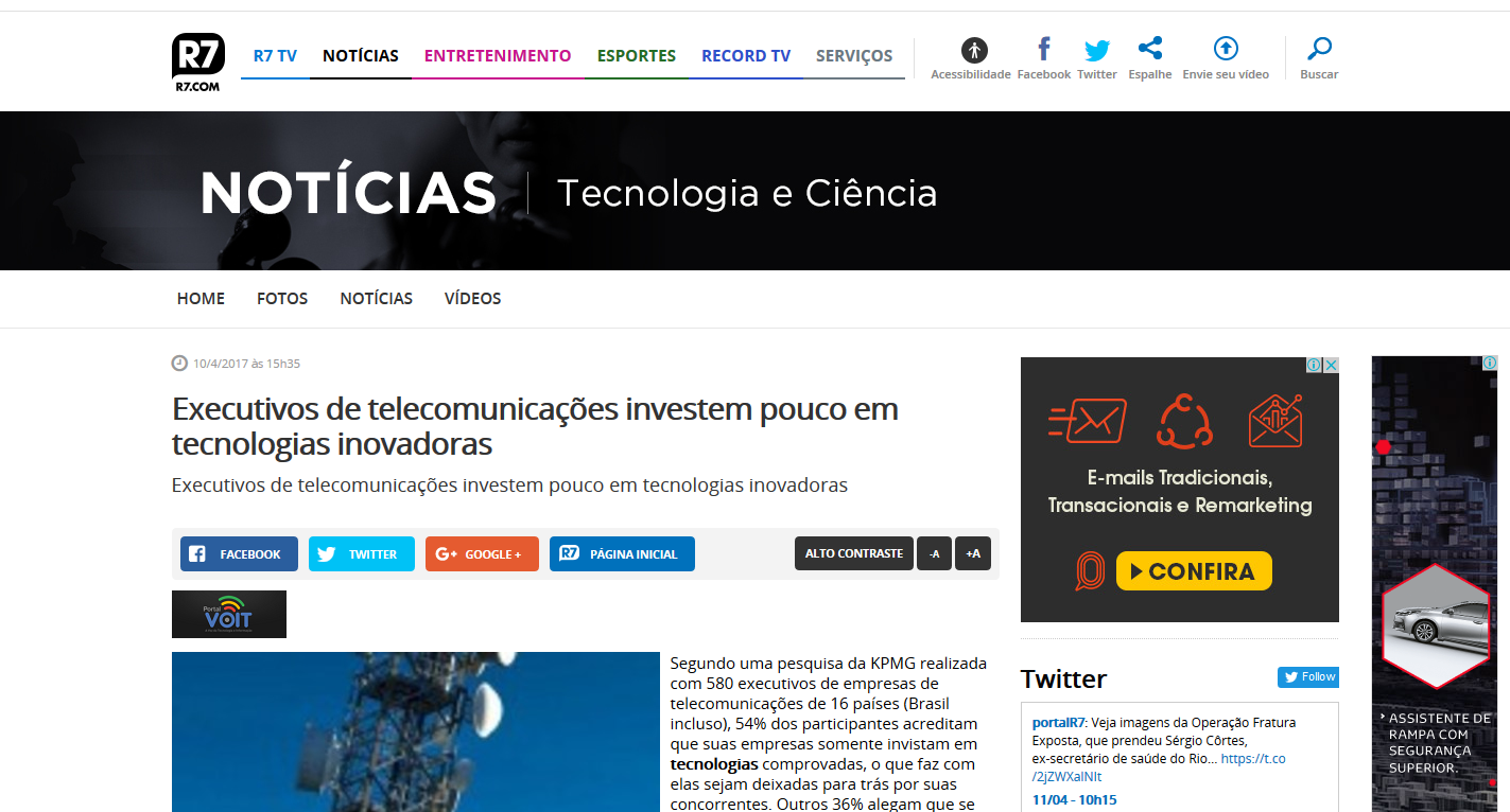 Setor de Telecom investe pouco em tecnologias inovadoras Setor de Telecom investe pouco em tecnologias inovadoras